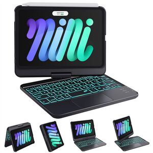 Keyboard Case for iPad mini 7 A17 Pro(2024) Mini 6 (2021) 8.3" 360° Rotate Touch